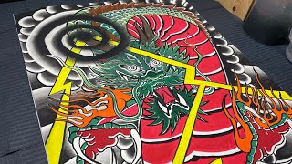 How To Draw Traditional Tattoos | How To Draw a Japanese Dragon | Time-Lapse | Best Tattoo