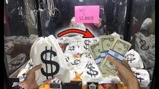 WON STACKS OF CASH FROM MONEY BAG CLAW MACHINE! | JOYSTICK