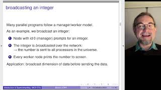 Basics of the Message Passing Interface (MPI) to program distributed memory parallel computers