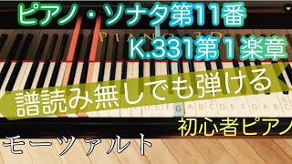 【ピアノ・ソナタ第11番K.331第１楽章】モーツァルト/初心者のためのピアノ/簡単アレンジ/ゆっくり有り/譜読み無しでも弾ける