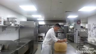 Breaking/Cutting a 30kg of Parmesan Wheel (improvised)