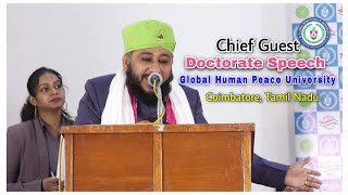 Honorary Doctorate Speech - Nagore Dargah Kalifa Sahib Qadri | Global Human Peace University | Covai