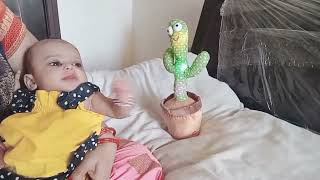my cute daughter with dancing cactus toy #shortsvideo