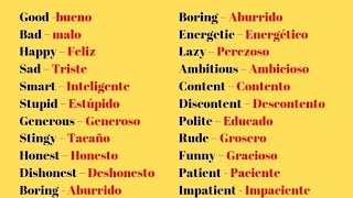 80 MOST USED ADJECTIVES IN SPANISH