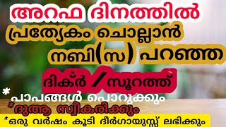 അറഫ ദിനത്തിൽ പ്രത്യേകം ചൊല്ലാൻ നബി(സ) പറഞ്ഞ ദിക്ർ /സൂറത്ത് 🤲ആരും ഈ അറിവ് അറിയാതെ പോകല്ലേ 🤲#arafah