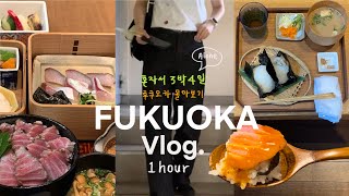 혼자 후쿠오카 3박4일 여행 Vlog 몰아보기, 근데 숨겨진 맛집을 곁들인 / 예약없이 못 가는 고등어회 가정식🐟  웨이팅 없는 참치덮밥 • 버스투어 없이 근교 당일치기 여행