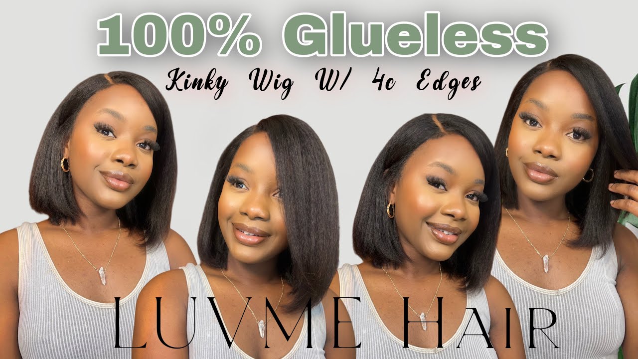 Ready To Wear! Kinky Edges Glueless Wig Install| Glueless Wig For ...