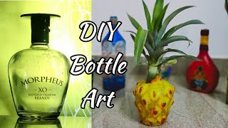 #DIYBottleArt || Morpheus bottle to Pineapple 🍾➡️🍍
