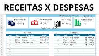 Como controlar receitas e despesas com lucros e perdas no Excel?