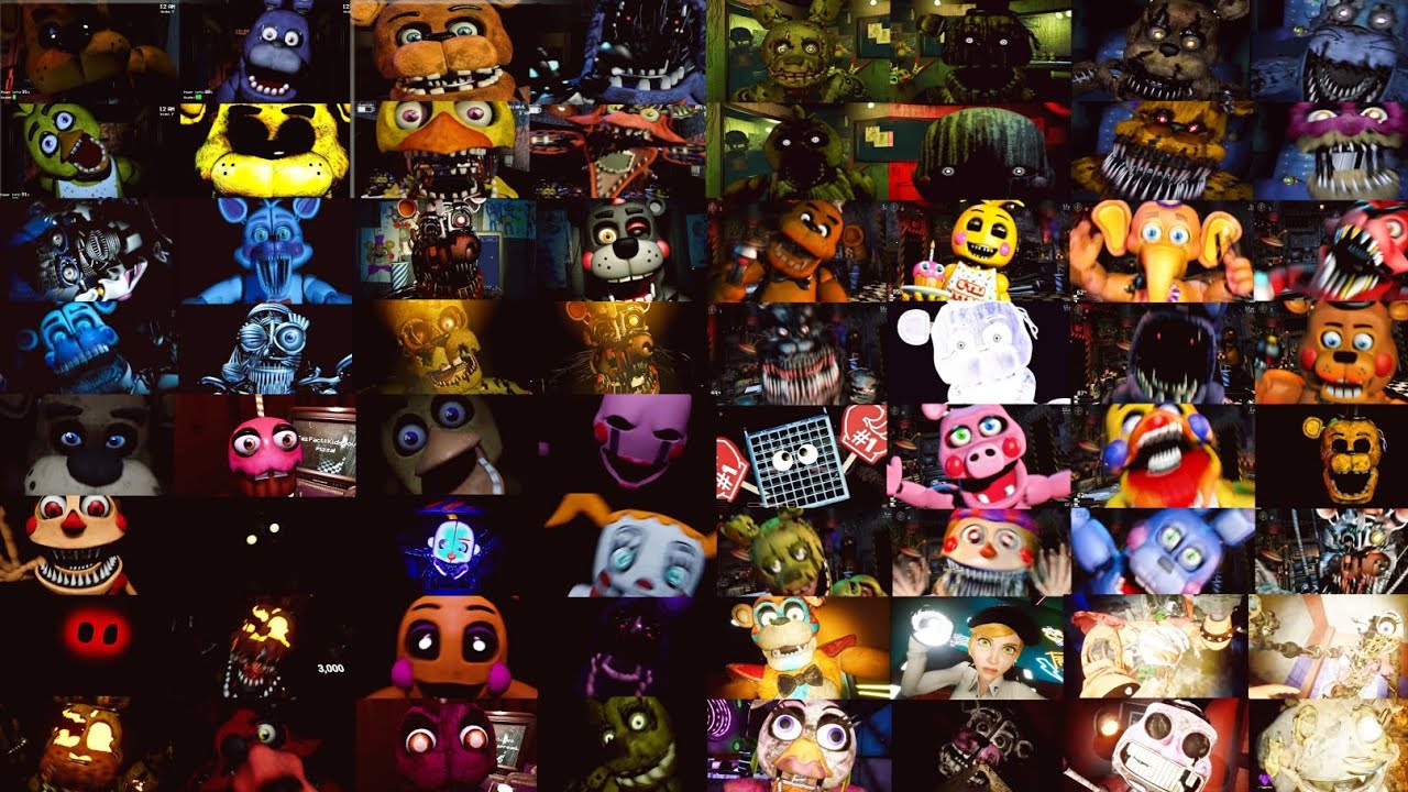 All FNAF Jumpscares In 8 Minutes (2014-2023) | FNAF 1, 2, 3, 4, SL, 6 ...