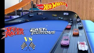 Hot Wheels fat track fast and the furious vs speed racer epic tournament race