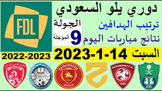 ترتيب دوري يلو الدرجة الأولى السعودي بعد مباريات اليوم السبت 14-1-2023 في الجولة 9 المؤجلة