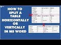 How To Split a Table Horizontally or Vertically in Microsoft Word