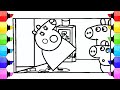 Mummy Pig Slipped in the water Drawing Easy, Peppa Pig Drawing, Peppa Pig Coloring