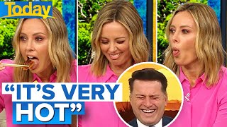Host’s morning derailed after eating chilli dumpling on live TV | Today Show Australia