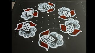 619.அழகான 11புள்ளி பூ🌹கோலம்.11×6dotsflowerrangoli #11to6dots rangoli #simple fridayrangoli #easy