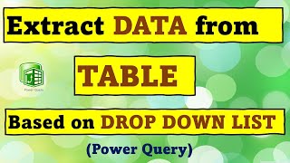 Extract Data from a Table based on Drop Down Selection in Excel using Power Query | Extract Data