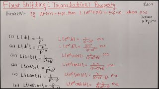 Laplace Transform|First shifting theorem in laplace transform|Examples|Lecture 7|Theta Classes