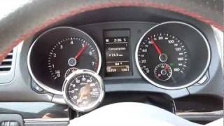 GTI 2.0T boost gauge test 0-60 mph - 2010 MK6 VW - defi racer gauge