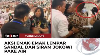 Nekat! Emak-Emak di Medan Lempar Sandal dan Air ke Arah Jokowi | tvOne Minute