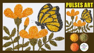 Art with Seeds and Pulses | How to make Flower and Butterfly with Pulses or Dal | Flower drawing