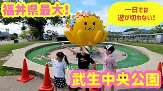 福井県最大級の絶対楽しいスポット！武生中央公園！だるまちゃん広場に遊びに来た！　越前市 武生 公園 だるまちゃん かこさとし 加古里子 シャイニングスター  公園 トランポリン スターバックスコーヒー