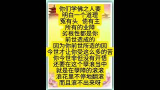 佛言佛语：你们学佛之人要明白一个道理：冤有头，债有主。所有的业障、劣根性都是你前世造成的。因为你前世所造的因，今世才让你受这么多的苦。你今世非但没有开悟。。