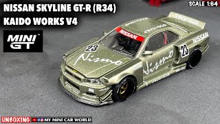 『MY MINI CAR WORLD』UNBOXING MINI GT 1/64 NISSAN SKYLINE GT-R (R34) KAIDO WORKS V4