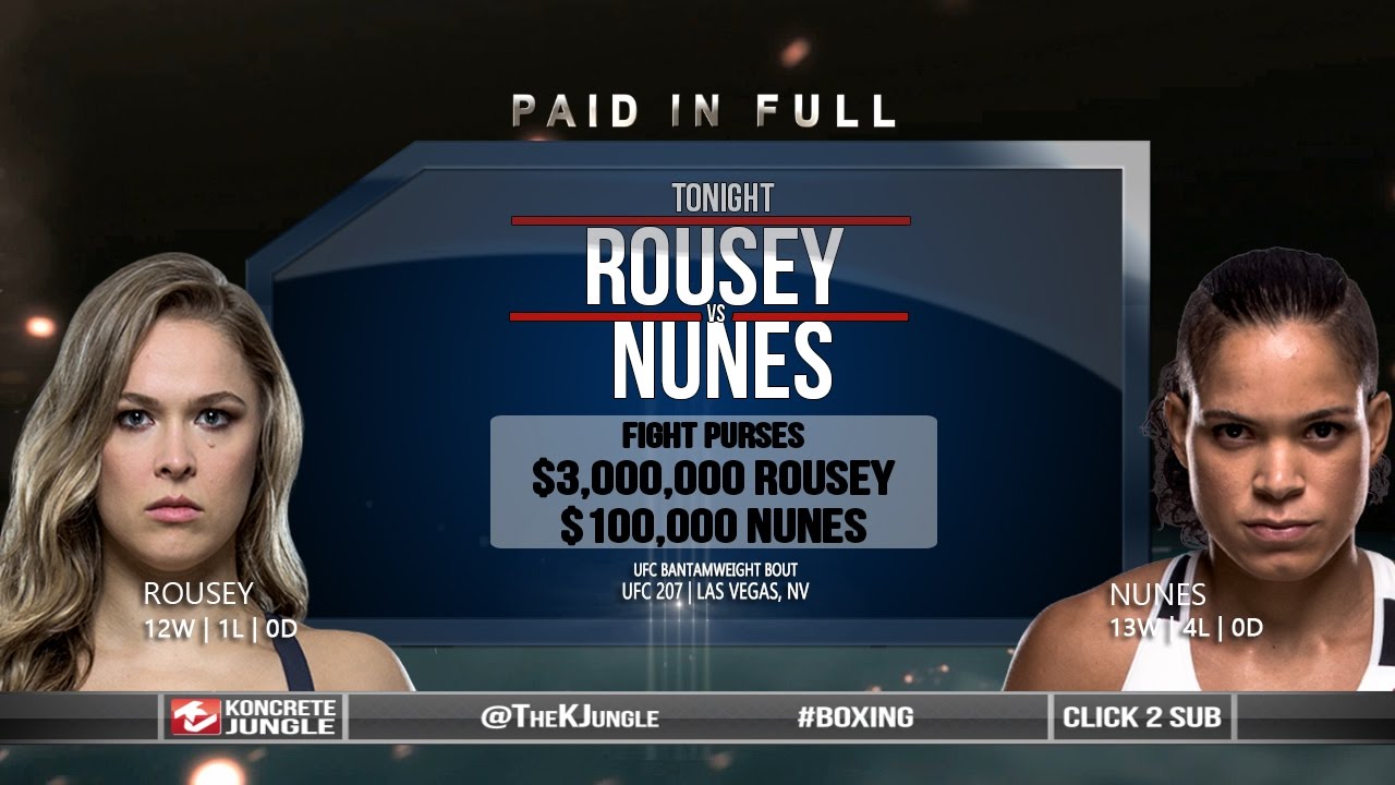 RONDA ROUSEY Vs AMANDA NUNES | UFC 207 PAY - YouTube