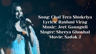 Tera Shukriya | Sadak 2 | Shreya Ghoshal | Lyrics- Rashmi Virag | Music - Jeet Gannguli