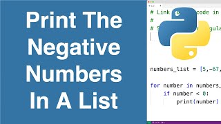 Print The Negative Numbers In A List | Python Example