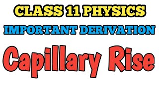 Class 11 Capillary Rise Derivation || Easiest Derivation #class11physics