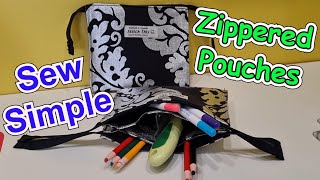 How to sew an easy zippered pouch with 3 compartments. DIY beginner sewing project. Cosmetic bag.