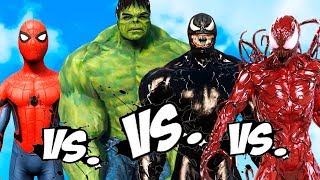 VENOM vs CARNAGE vs SPIDER-MAN vs INCREDIBLE HULK - EPIC SUPERHEROES BATTLE