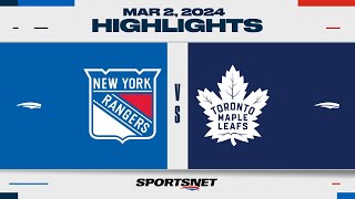 NHL Highlights | Rangers vs. Maple Leafs - March 2, 2024