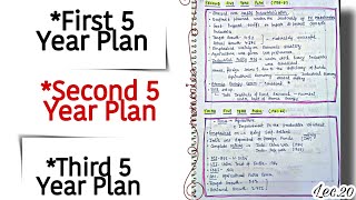 1st, 2nd & 3rd Five Year Plans || Indian Economy || Lec.20 || handwritten notes || An Aspirant !