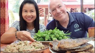 กินมะระขี้นกกรอบๆคุ้ยซุปมะเขือใส่ปลาทู ทอดปลาสลิด Delicious Salad Eggplant Mash With Fish