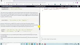 Lesson 24 - Quoting String with Single Quotes - freecodecamp Lessons