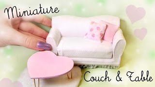 Cute Miniature Couch & Table Tutorial // Dolls/Dollhouse