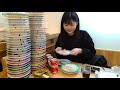 1500 won for sushi inexpensive conveyor belt sushi restaurant let s build a tower with plates