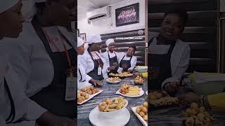 Today, we had so much fun in class. Student's chef perfecting the making of small chops #chef #short