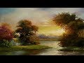 Gouache Painting Sunrise Landscape By Yasser Fayad