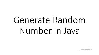 Generate Random number in Java