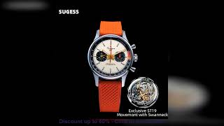 Sugess Pilot Watch ST19 Origin Movement Swanneck Wristwatch Mechanical Chronograph Sappire Crystal