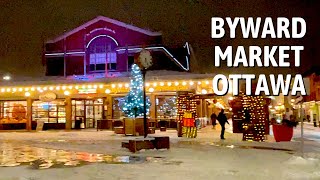 Happy Snow Day in ByWard Market Ottawa Canada, Playing Optik, Enjoy Christmas Lights and Decorations