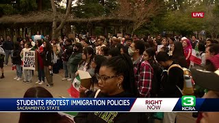 Dozens of Sacramento State students gather to protest immigration policies