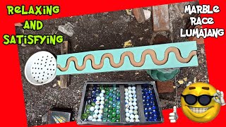 marble run race asmr. snake track. relaxing, healing and satisfying