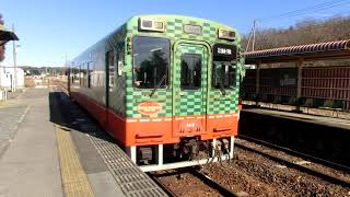 かば鉄（気動車モオカ14形）市塙駅　２０１８年１月７日　栃木県芳賀郡市貝町