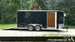 8.5 ft. x16 Black Enclosed Trailer with D-Rings and Two ...