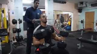 dumbbell shoulder press , 40 KG